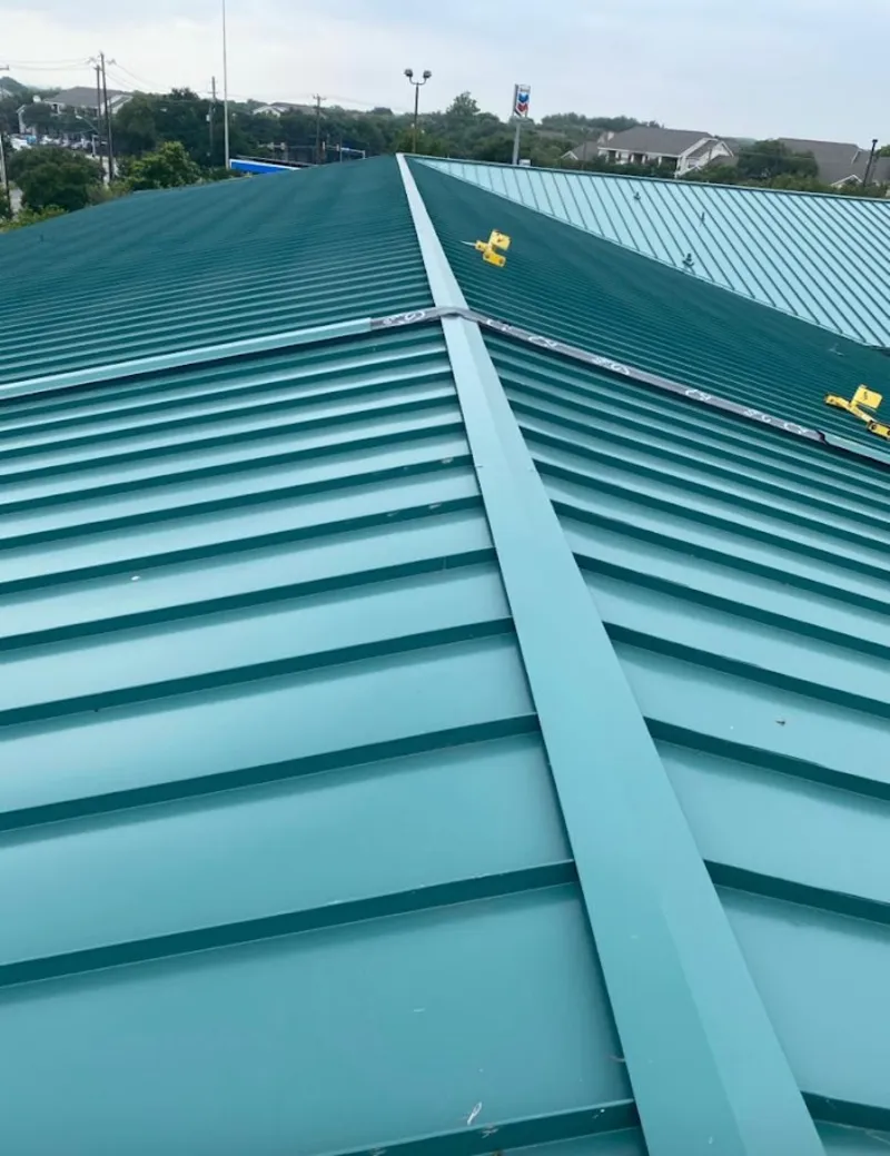 Green commercial metal roof ridge and valley for Metal Roof Repair in Mountain View